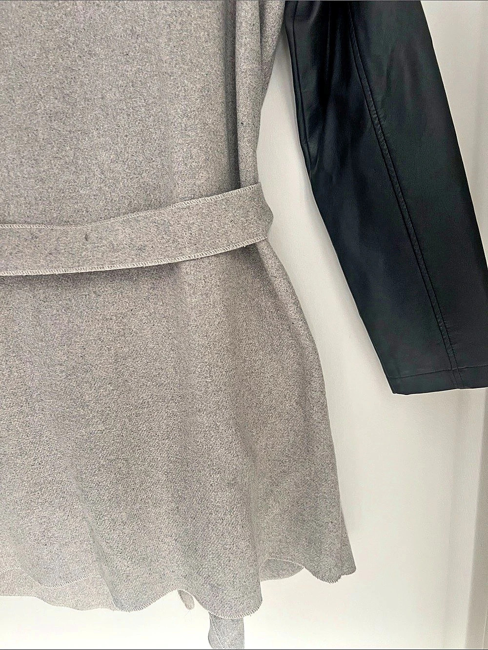 Revamped Outerwear Wool Blend Open Front Belted Draped Coat - Picture 7 of 7